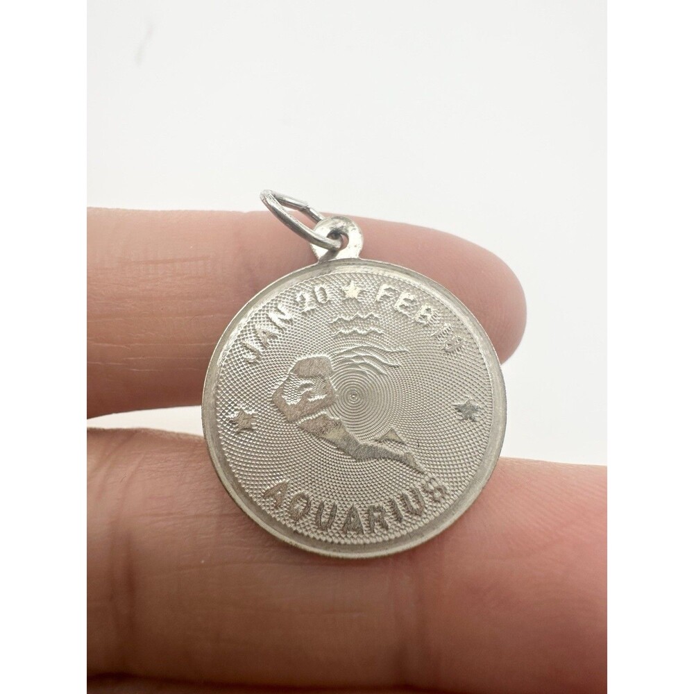 Vintage Sterling Silver Aquarius Horoscope Astrology Charm